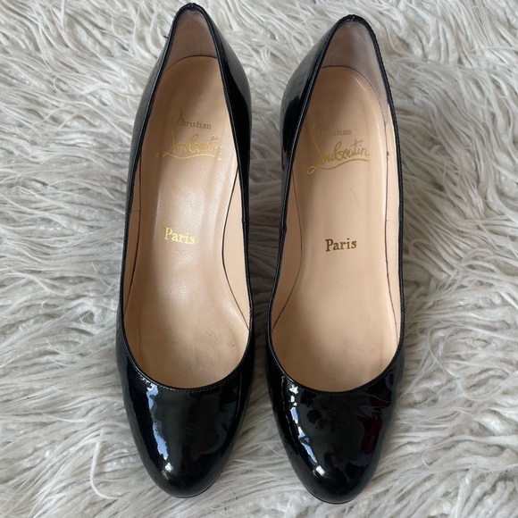 Christian Louboutin Simple Pump Round Toe Patent Calf Leather 70 Heels Size 37.5 - Picture 7 of 12